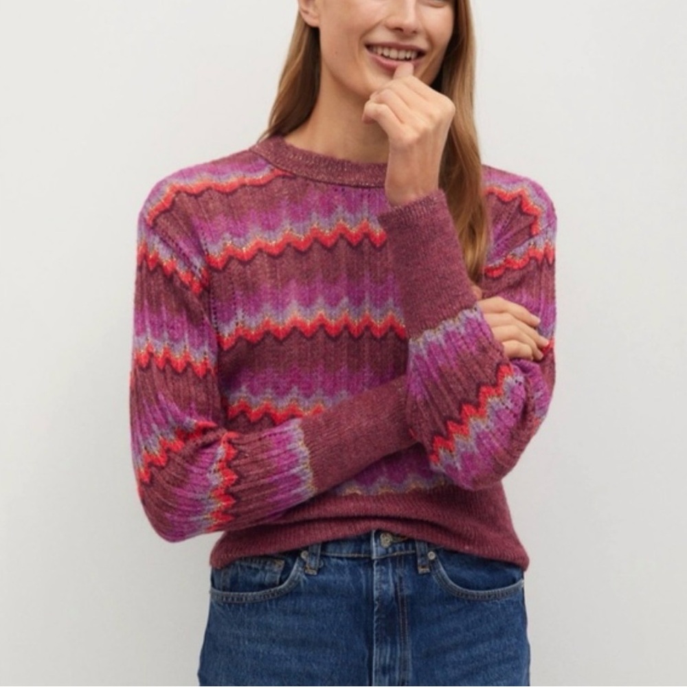 Mango chevron Women's Multicolor Zigzag Sweater